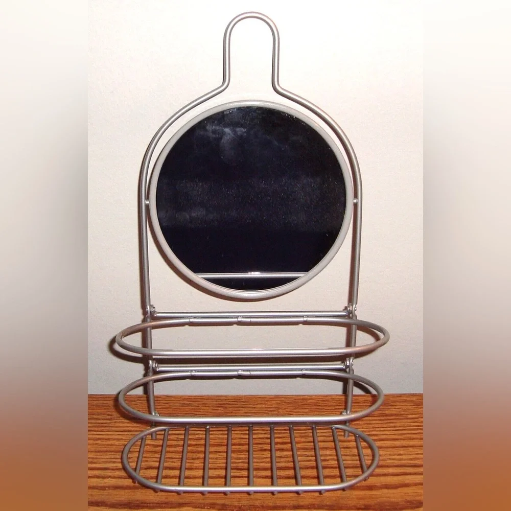 NIB Avon Wire Chrome Metal Folding Shower Caddy W/Mirror Bathroom Accessory